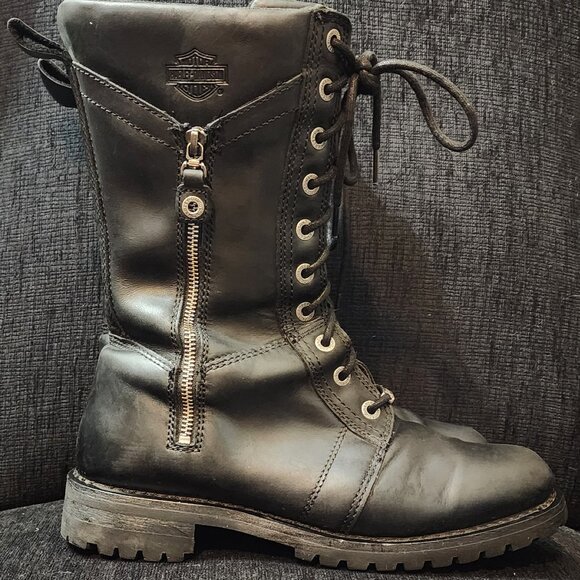 Harley-Davidson Shoes - Harley-Davidson Harnett 9.75-Inch Black Motorcycle Boots D8447 - Woman's Size 11